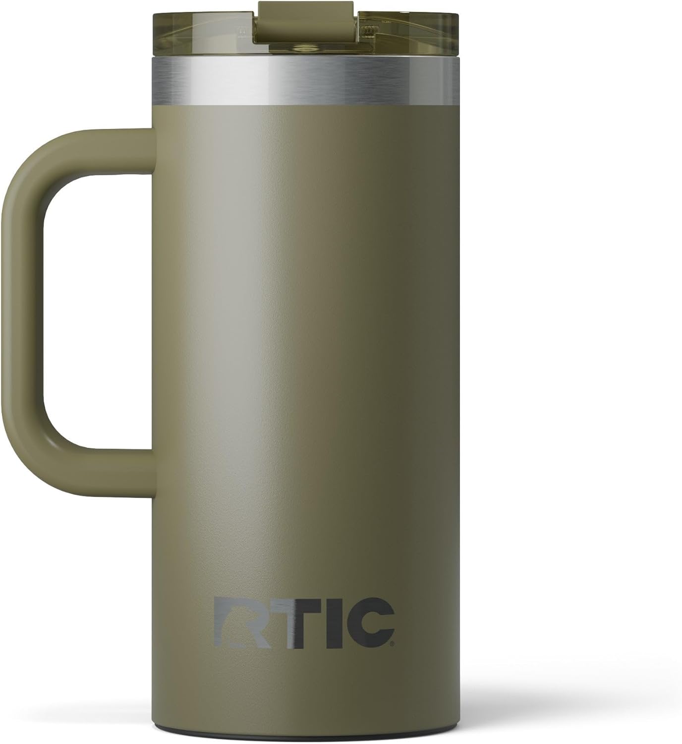 RTIC 20oz Road Trip Travel Mug with Lid and Handle, Ceramic Lined, Insulated, Stainless Steel, Metal, Double Wall Vacuum-Insulation, Portable Coffee, Tea Cup for Hot and Cold Drink, Black