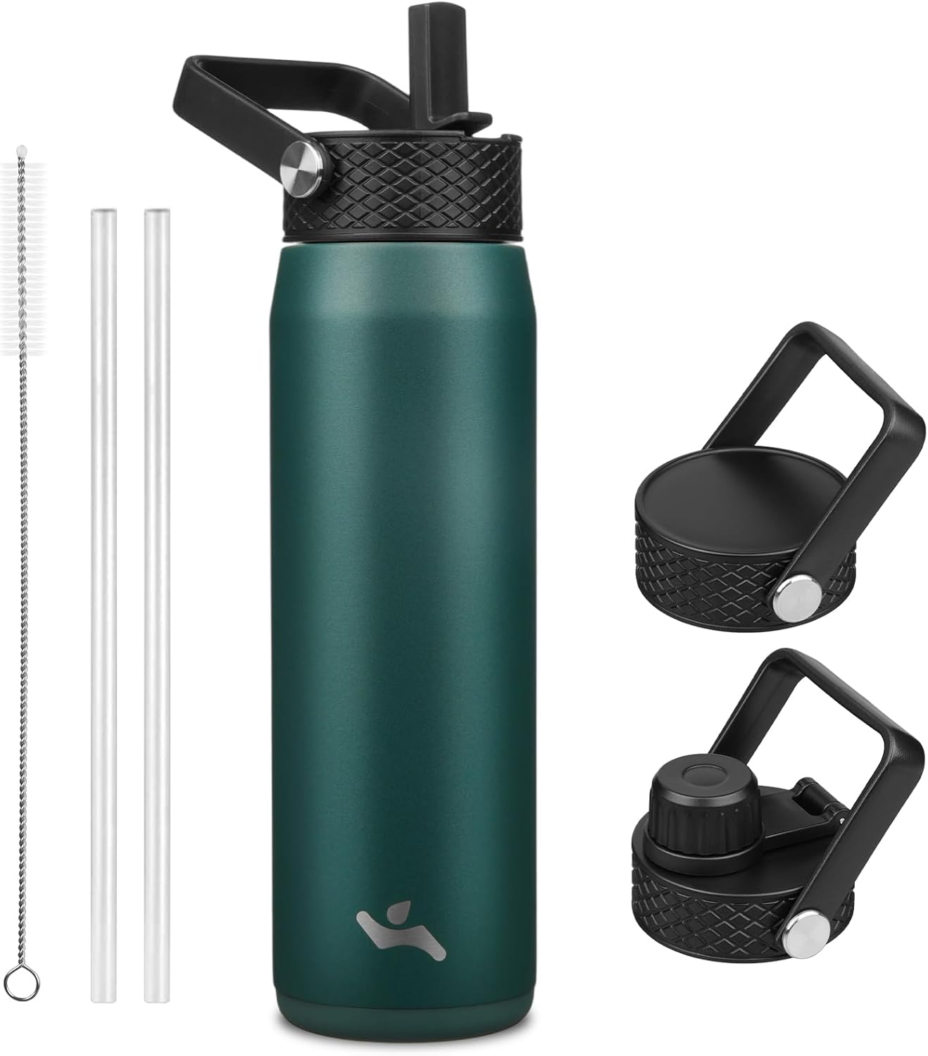 Konokyo 22oz Stainless Steel Bottles with 3 Lids Sport Insulated Water Bottle,Mint