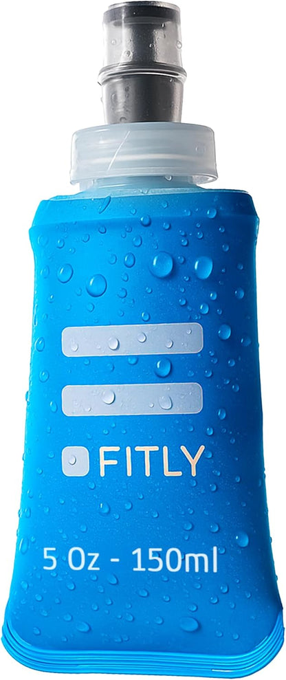 FITLY Soft Flask - Shrink As You Drink Soft Water Bottle for Hydration Pack - Folding Water Bottle Ideal for Running, Hiking, Cycling, Climbing & Rigorous Activity