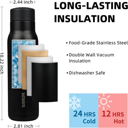BJPKPK Stainless Steel Water Bottle,21oz insulated Reusable Bottle,Leakproof Metal Thermal Flask Double Wall,Keep Drinks Cold and Hot,Mint Green
