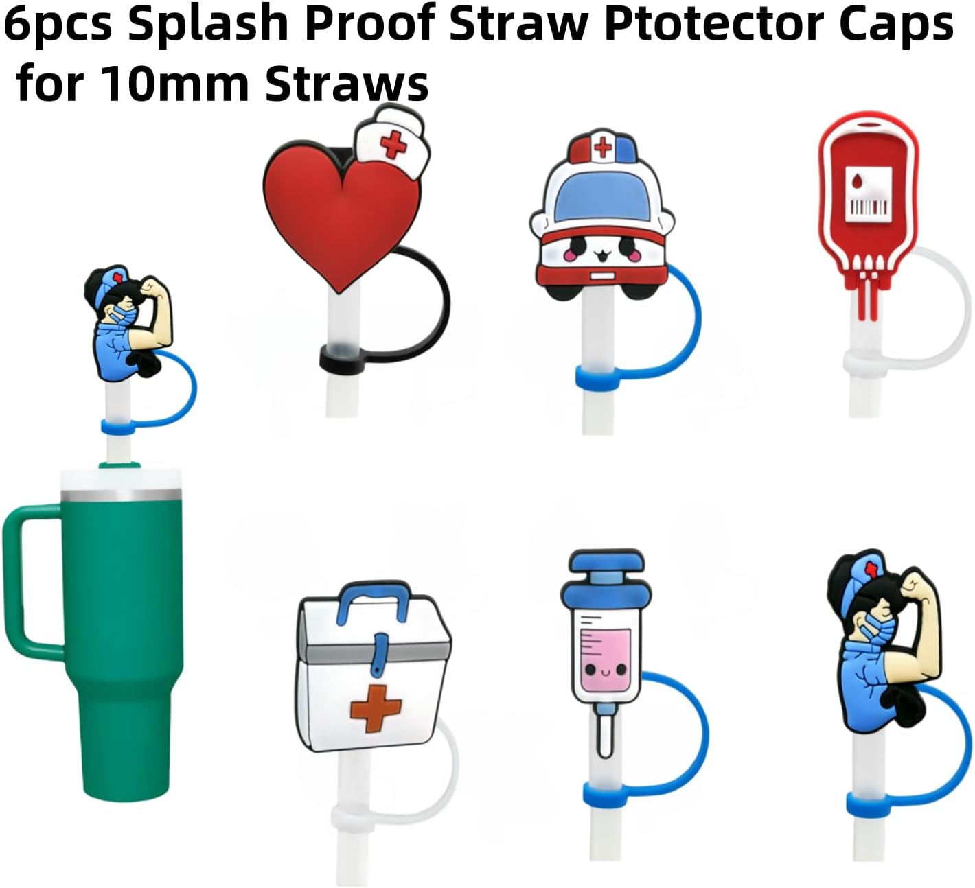 8mm Straw Covers Tips for Stanley Cup, Reusable Drinking STopper, Splash Proof Protector, Cover Cap for Stanley Cup Accessories