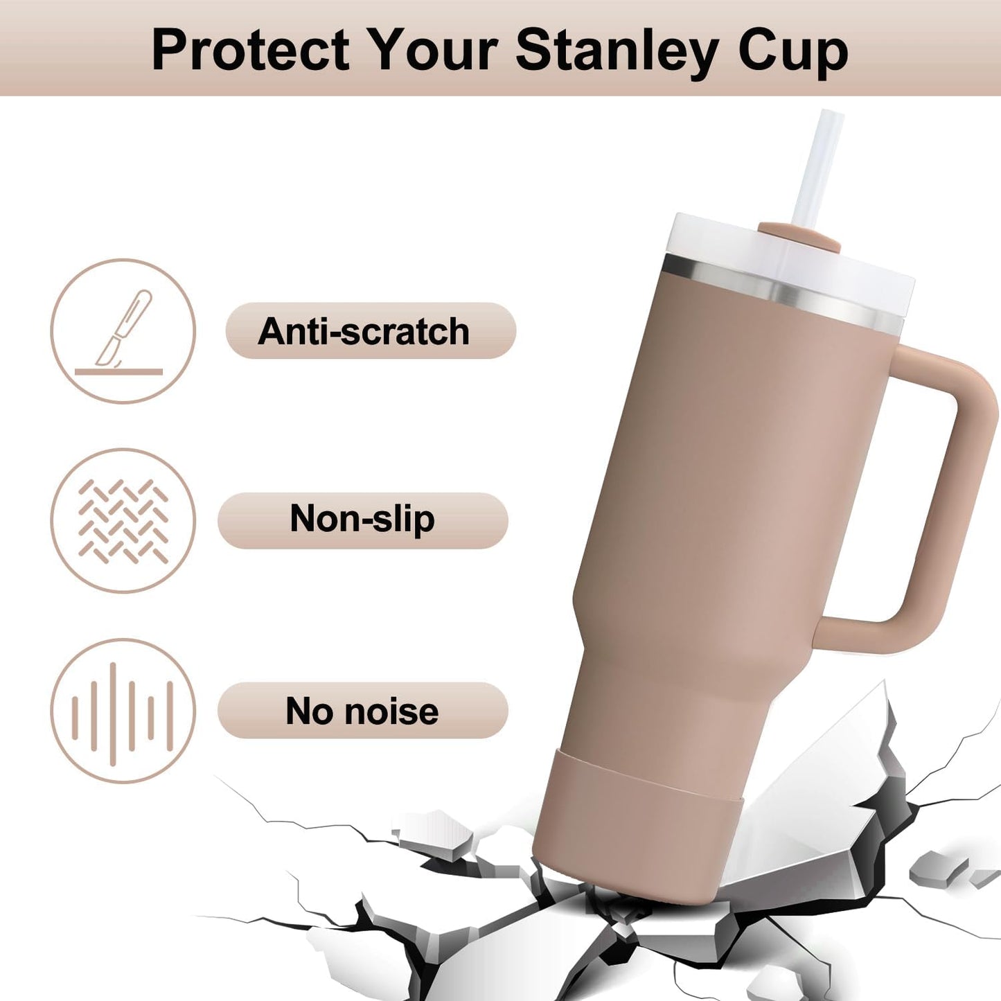 Affute Protective Silicone Boot for Stanley Quencher H2.0 40 30 20 oz & IceFlow Flip 30 20 oz, BPA Free Anti-Noise Anti-Scratch, Stanley Cup Protector Sleeve Cover Boot