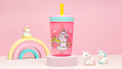 Zak Designs 15oz Bluey Kelso Tumbler Set, Leak-Proof Screw-On Lid with Straw Made of Durable Plastic and Silicone, Perfect Bundle for Kids, 2 Count (Pack of 1) - Colors B