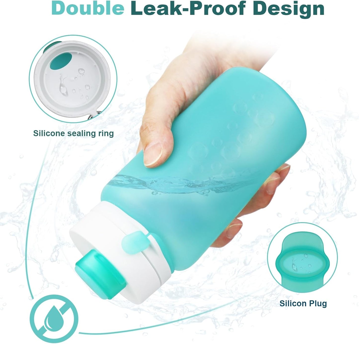 PLTCAT Collapsible Water Bottle, 19oz Foldable Bottle BPA Free Reusable Lightweight Leak-Proof Travel Silicone Water Bottle for Travel, Gym, Hiking, Office, Camping