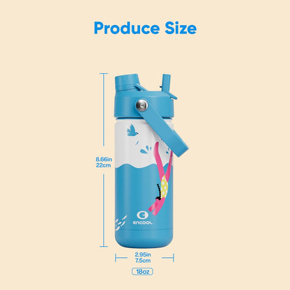 ENCOOL Insulated Water Bottle with Straw Stainless Steel Water Bottle, Leak-Proof, BPA-Free, Double Wall Vacuum Keeps Cold for 24 Hours for Sports, Travel, School (26 oz, Cotton Candy) - Colors A