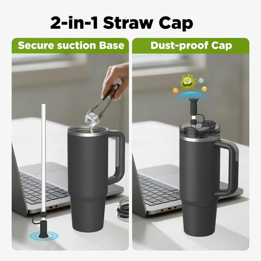 6 Pcs Straw Cover Caps with Suction Base, 0.4in/10mm Straw Toppers for Stanley Cup 30/40 oz, Multicolor