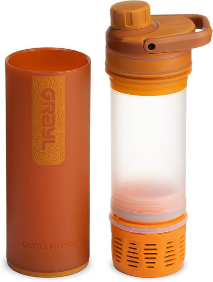 GRAYL UltraPress Water Purifier & Filter Bottle for Hiking, Backpacking, and Travel (Forest Blue)