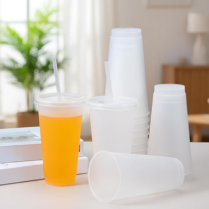 Honeydak 15 Pack Tumbler with Straw and Lid Bulk Cups for Gifts Water Bottle Iced Coffee Travel Mug Cup Reusable Plastic Tumblers for Party Birthdays 24-27 oz (Solid Color)