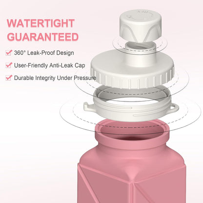 BEAUTAIL Collapsible Water Bottles 20.6oz, Silicone Foldable Portable Travel Water Bottle, Lightweight Reusable Leakproof for Traveling Camping Hiking Cycling Yoga Sports Outdoor