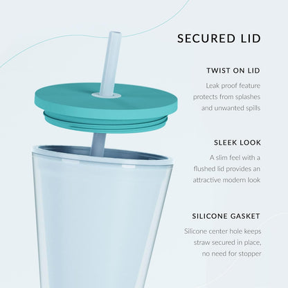 Maars Classic Acrylic Tumbler with Lid and Straw | 16oz Premium Insulated Iced Coffee Cups, Double Wall Reusable Plastic Cups - Clear, 2 Pack