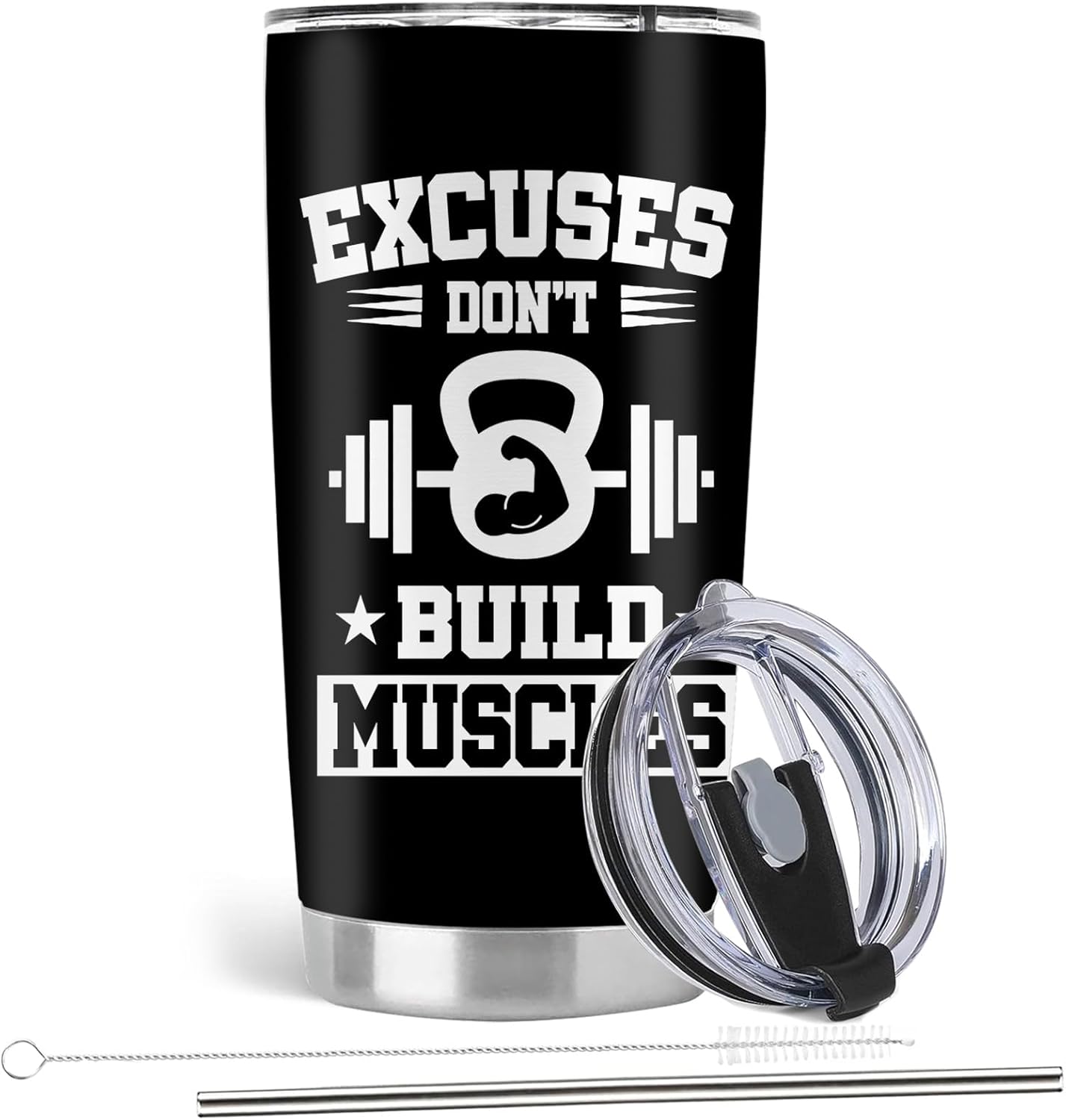 Gym Gifts for Women, Womens Fitness Workout Gifts, 20oz Stainless Steel Insulated Tumbler with Lid & Straw