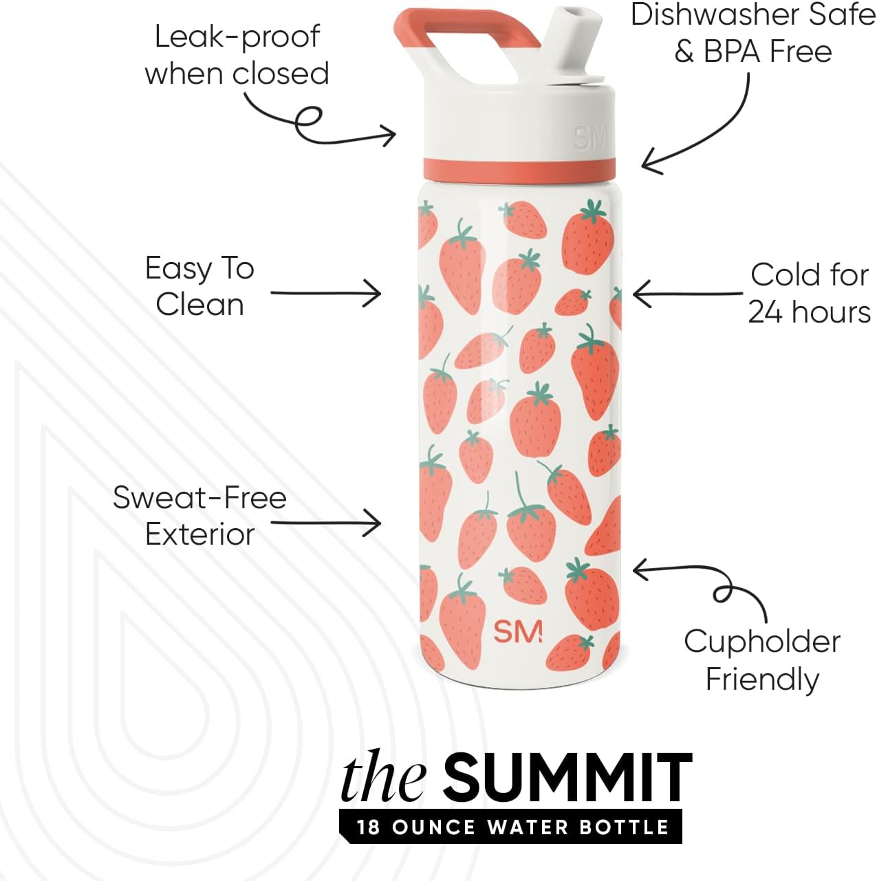 Simple Modern Kids Water Bottle with Straw Lid | 14oz Insulated Stainless Steel Kids Tumbler & Spill Proof Toddler Cup for School, Girls, Boys | Summit | Chloe Floral - Colors B
