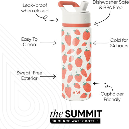 Simple Modern Kids Water Bottle with Straw Lid | 14oz Insulated Stainless Steel Kids Tumbler & Spill Proof Toddler Cup for School, Girls, Boys | Summit | Chloe Floral - Colors B