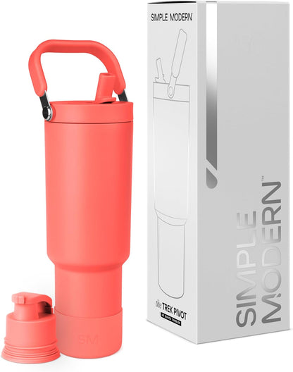 Simple Modern Trek Pivot | 40oz Flip Straw Tumbler with Handle | Water Bottle & Boot | Interchangeable Straw & Chug Lids | Insulated Stainless Steel Jug | Gym Sports Outdoors | Forest - Colors A