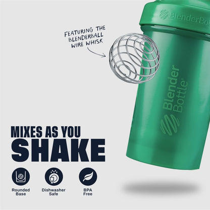 BlenderBottle Classic V2 Shaker Bottle Perfect for Protein Shakes and Pre Workout, 20-Ounce, Clear/Black