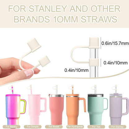 7Pcs Straw Cover Cap for Stanley Cup,Simple 10mm(0.4inch) Silicone Straw Toppers for Stanley 40&30oz Tumbler Accessories-Multicolor