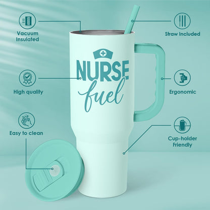 Floral Tumbler with Handle 40oz, Stainless Steel Insulated Tumblers Coffee Travel Mug Cup with Straw, Flower Coffee Cup Gifts for Women Girls, Gift for Her on Christmas Birthday Mothers Day