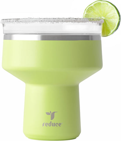 REDUCE Saltini 16 oz Cocktail Tumbler - Insulated Margarita Tumbler with Lid - Keeps Drinks Cold for 10 Hours - 360 Sippable Martini Glass Alternative - Shatterproof, Perfect for Parties - Cloud Blue