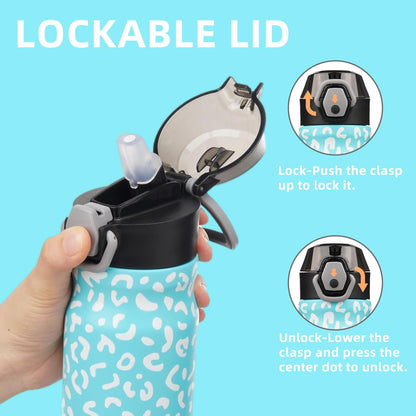 Konokyo 18 oz Insulated Water Bottle with Straw Lid, Stainless Steel Vacuum Sports Water Bottle, Leak-Proof Reusable Metal Flask with Carry Loop, BPA-Free Travel Bottle for Gym, School, Office