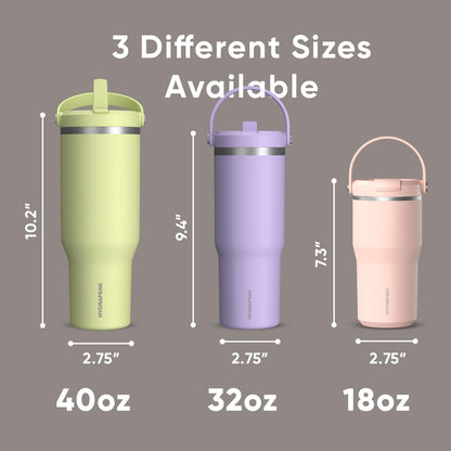 Hydrapeak Nomad 32oz Insulated Stainless Steel Travel Tumbler with Handle & Straw Lid, Leakproof, Cupholder Friendly, Keeps Drinks Cold 24 Hours, Reusable Bottle for Daily Hydration (Pale Sage)