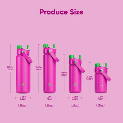 ENCOOL Insulated Water Bottle with Straw Stainless Steel Water Bottle, Leak-Proof, BPA-Free, Double Wall Vacuum Keeps Cold for 24 Hours for Sports, Travel, School (26 oz, Cotton Candy) - Colors B