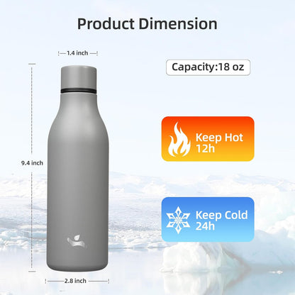 Konokyo Insulated Water Bottle with Strap,18 oz Double Wall Stainless Steel Vacuum Bottles Metal Water Flask,Macaron Green - Colors A