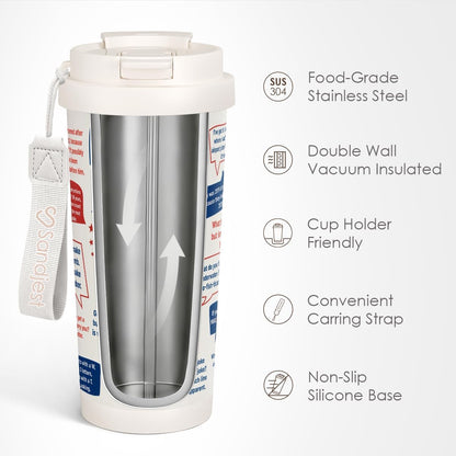 SANDJEST American Flag Tumbler - Stainless Steel 2-in-1 Lid Coffee Tumbler 18 oz, Patriotic Insulated Travel Mug Gift for Men Husband Dad, Birthday Christmas
