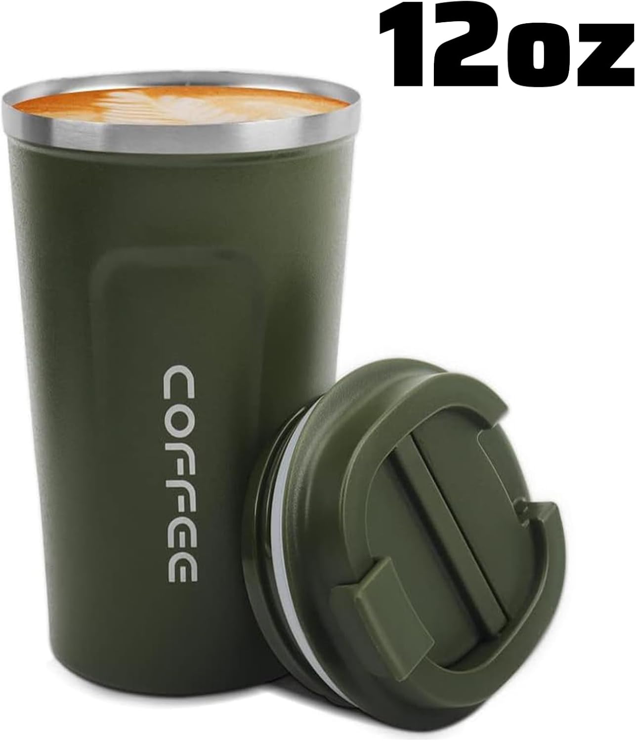 MOMSIV 12oz Travel Mug, Insulated Coffee Cup with Leakproof Lid, Travel Coffee Mug Vacuum Stainless Steel Double Walled Reusable Coffee Cup for Hot and Cold Water Coffee