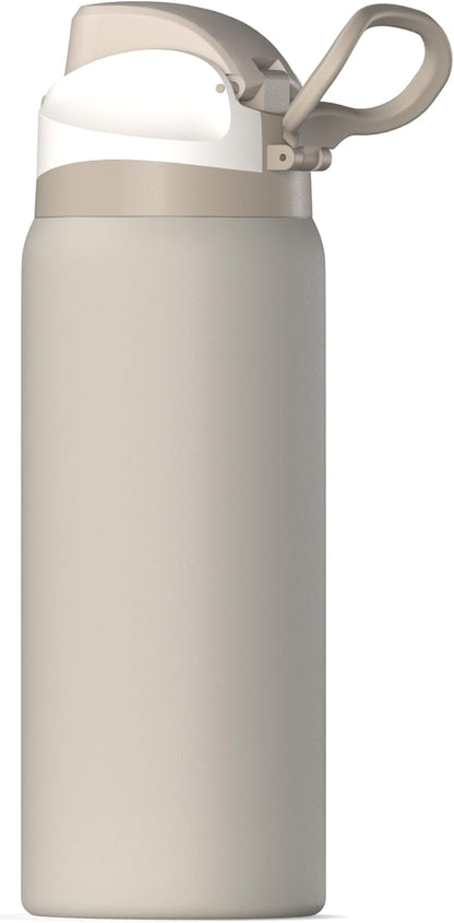 Hydrapeak Oasis 32oz Insulated Water Bottle with Locking Chug Lid & Handle, Leakproof Stainless Steel Travel Tumbler, Great for Gym, Work & Everyday Hydration, Stone 1
