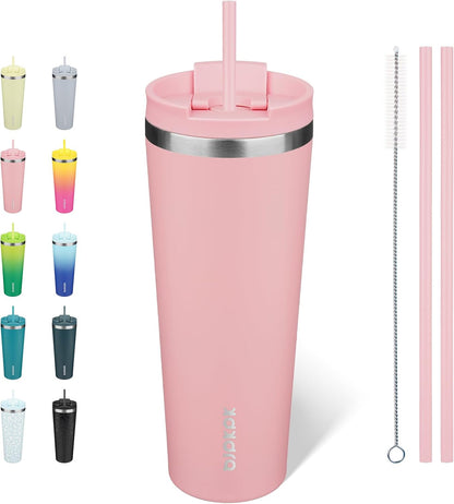 BJPKPK 22oz Insulated Tumbler With lid And Straw Stainless Steel Tumblers Travel Coffee Mug Reusable Thermal Cup,Sky