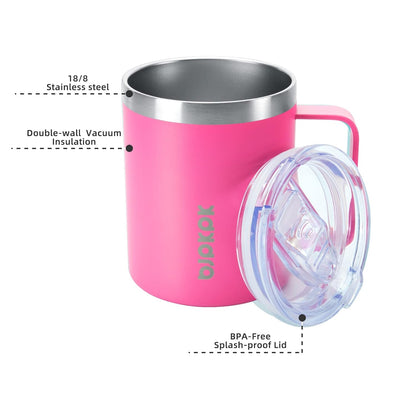 BJPKPK 2 pcs Insulated Coffee Mug, 14oz Insulated Tumbler with Lid, Stainless Steel Coffee Cups with Splash Proof Lid-White