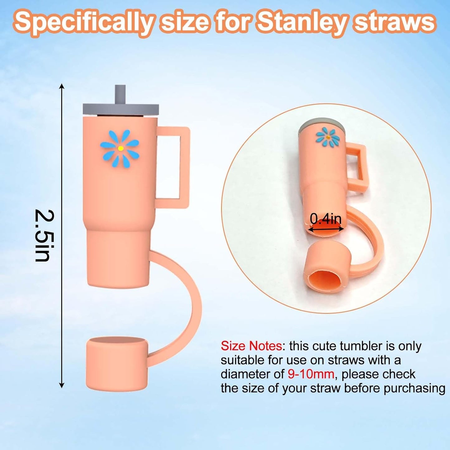 AIERSA 5Pcs Silicone Straw Cover Cap Compatible with 30&40 Oz Tumblers, Straw Tip Covers for Cups Accessories