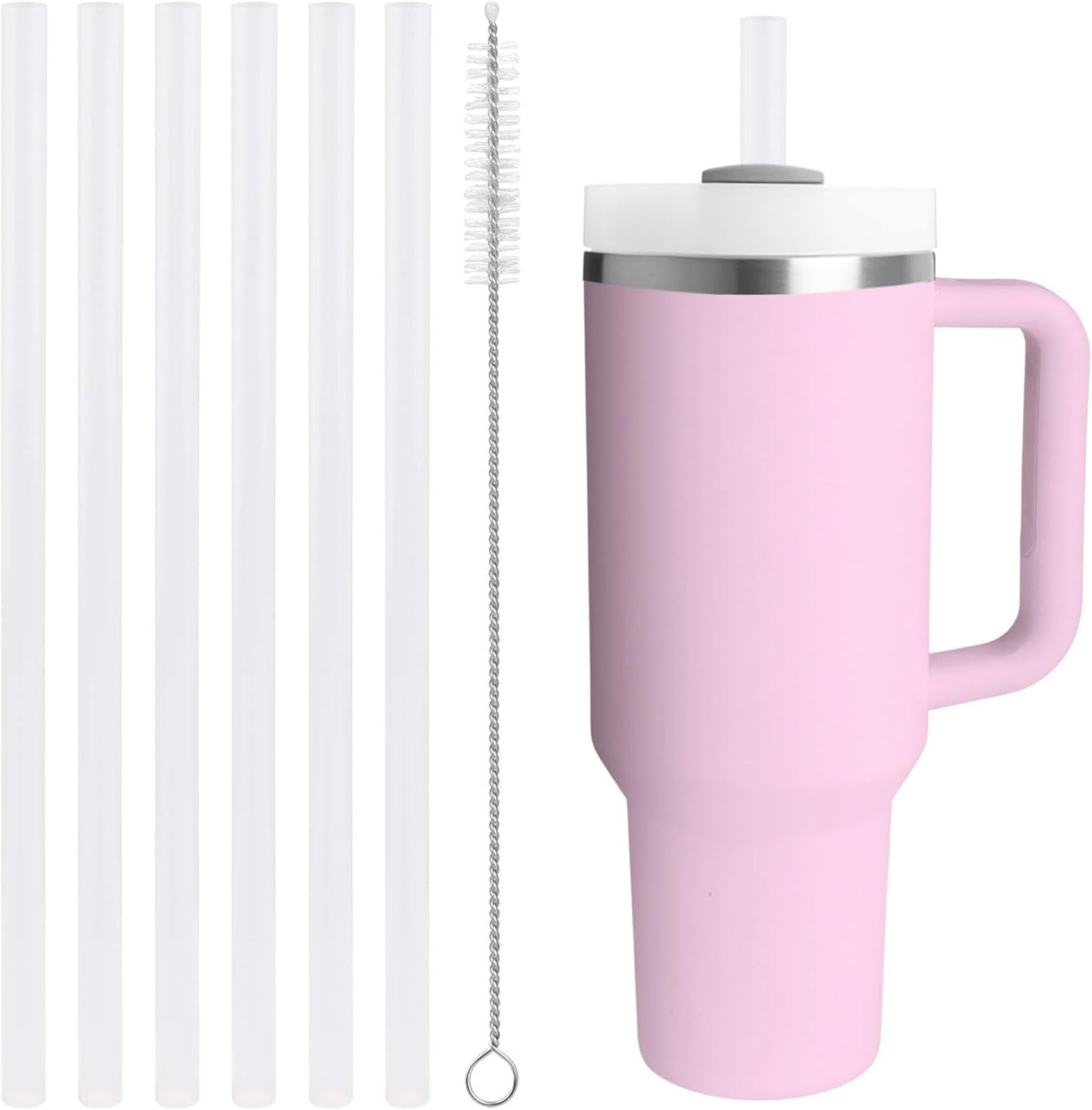 Replacement Straw Compatible with 40 oz Stanley Quencher Tumbler, 12 Inch Extra Long Reusable Plastic Straws for 40 Oz Cup,Clear-6 Pack