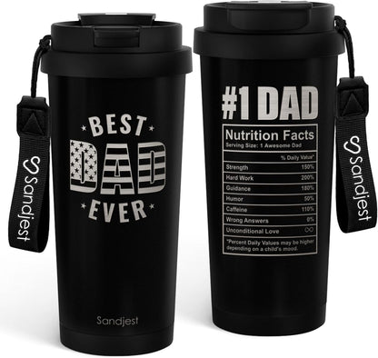 SANDJEST American Flag Tumbler - Stainless Steel 2-in-1 Lid Coffee Tumbler 18 oz, Patriotic Insulated Travel Mug Gift for Men Husband Dad, Birthday Christmas