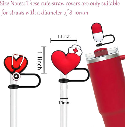 LDKEDKF 11Pcs Straw Cover for Stanley Cup, Silicone Straw Topper for Stanley Cup 30&40oz with Tumblers, 10mm 0.4in Lid Accessories (Reusable)