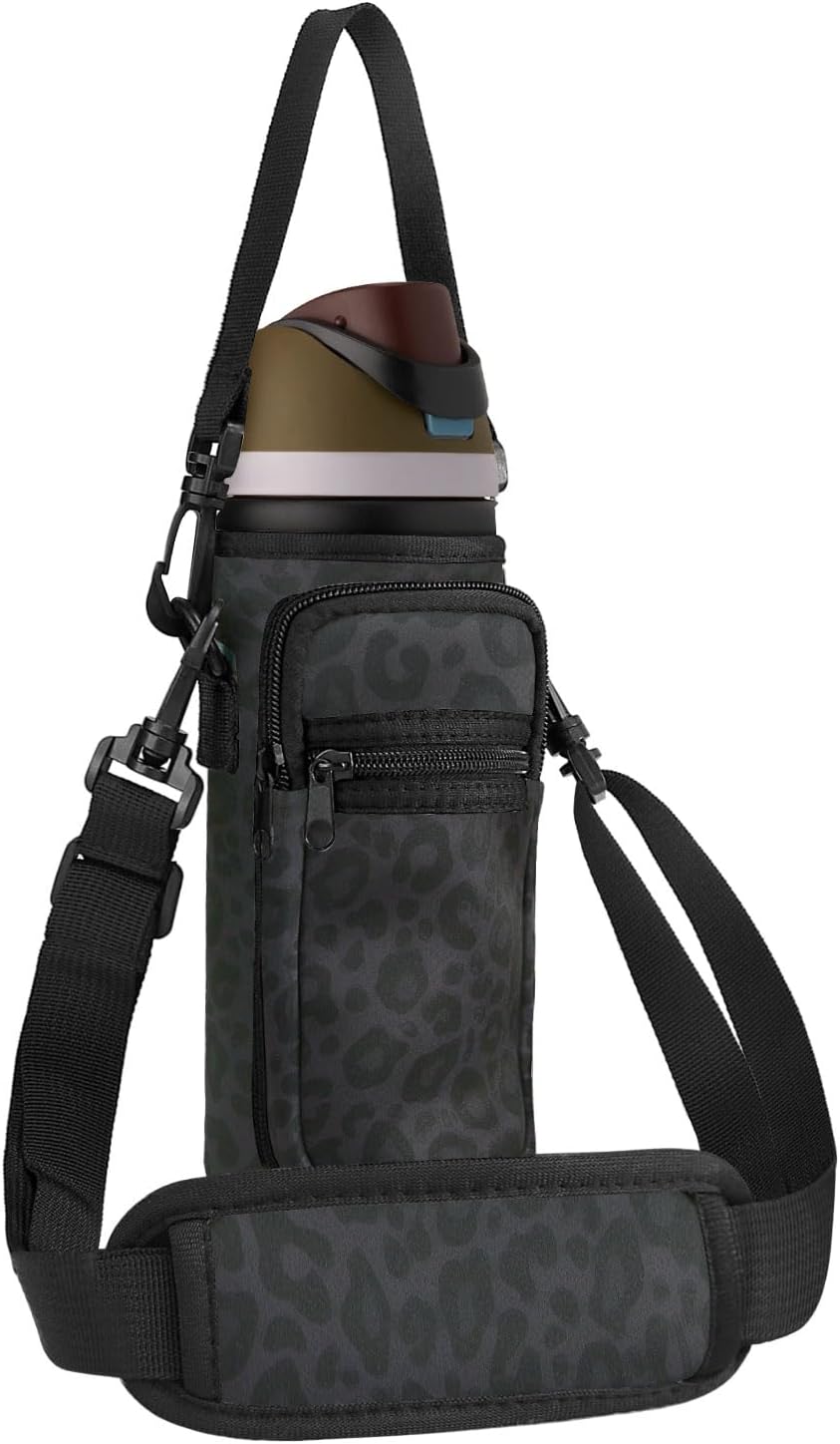 Neoprene Water Bottle Holder Bag with Cell Phone Pocket Compatible with Owala FreeSip 24 oz，Water Bottle Carrying Bag ，with Adjustable Shoulder Strap,for 24oz Stainless Steel Water Bottle