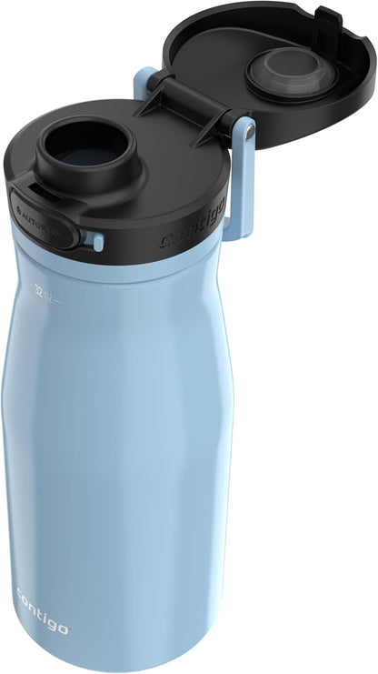 Contigo Jackson Chill 2.0, Vacuum-Insulated Stainless Steel Water Bottle with Secure Lid, Leak-Proof Travel Friendly, 20oz Capacity, Blueberry Color, Keeps Drinks Cold for 12 Hours