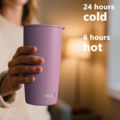 TILUCK 20 oz Insulated Tumbler with BPA-Free Lid, Stainless Steel Vacuum Travel Coffee Mug, Double Wall Coffee Tumbler（20oz，Matte DarkBlue）