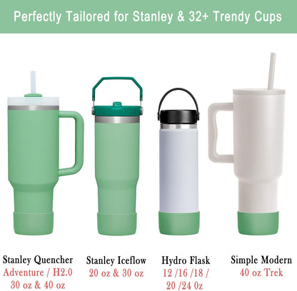 KTKUDY 2-Pack Silicone Boot for Stanley Tumbler 40 30 20 oz & Intended for Hydro Flask 12-24 oz - Cup Boot fit Select Yeti, Simple Modern, Owala Water Bottle - Bottom Cover Accessories Fit Stanley Cup