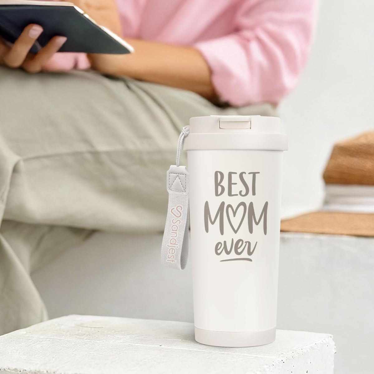 SANDJEST American Flag Tumbler - Stainless Steel 2-in-1 Lid Coffee Tumbler 18 oz, Patriotic Insulated Travel Mug Gift for Men Husband Dad, Birthday Christmas