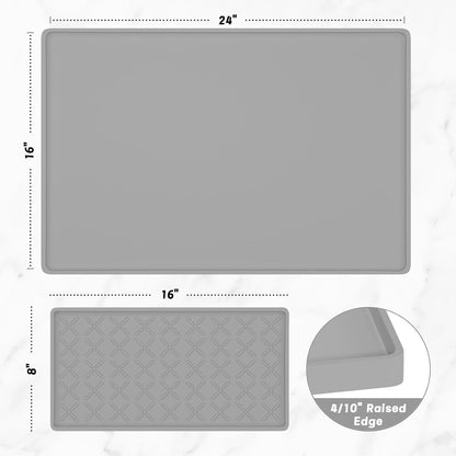 Rnivvi Silicone Coffee Mat, 16" x 24" Waterproof Raised Edge Coffee Bar Mats for Espresso Machine Station Accessories, Heat Resistant Detachable Dish Drying Pad for Kitchen Counter, Dish Rack, Green