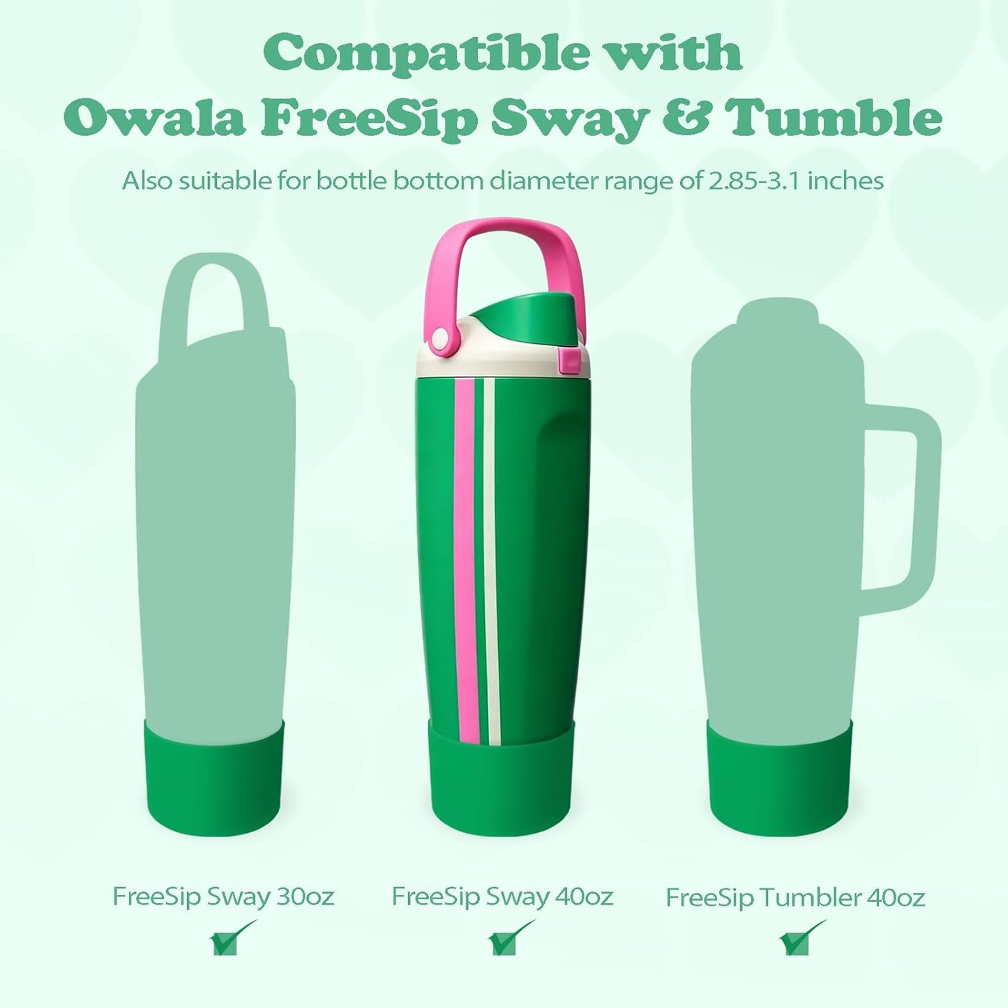 2PCS Silicone Boots for Owala 30oz & 40oz FreeSip Sway Bottles & Tumblers – Non-Slip, Scratch-Resistant, Stability Enhancer for Owala Accessories (Eucalyptus Green) - Colors A
