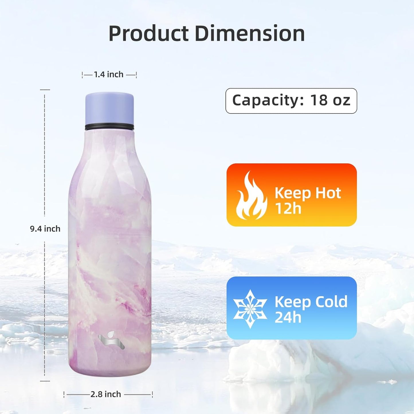 Konokyo Insulated Water Bottle with Strap,18 oz Double Wall Stainless Steel Vacuum Bottles Metal Water Flask,Macaron Green - Colors B