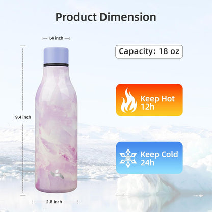 Konokyo Insulated Water Bottle with Strap,18 oz Double Wall Stainless Steel Vacuum Bottles Metal Water Flask,Macaron Green - Colors B