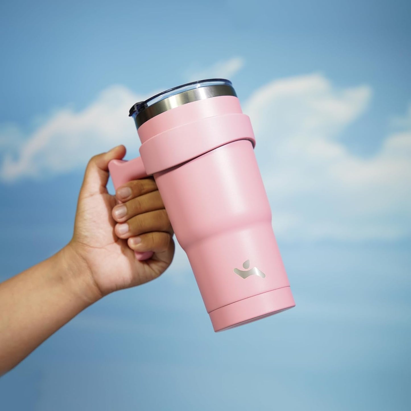 Konokyo 20 oz Tumbler with Handle and 2 Straw 2 Lid, Insulated Water Bottle Stainless Steel Vacuum Cup Reusable Travel Mug,Black