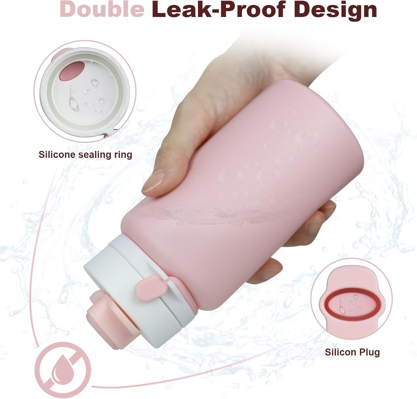 PLTCAT Collapsible Water Bottle, 19oz Foldable Bottle BPA Free Reusable Lightweight Leak-Proof Travel Silicone Water Bottle for Travel, Gym, Hiking, Office, Camping