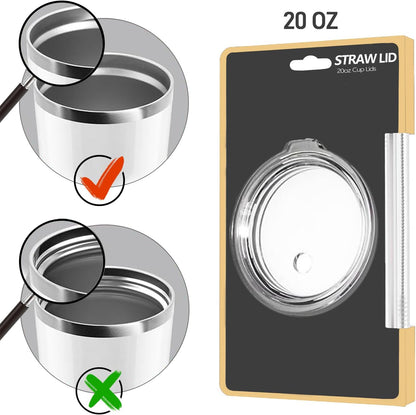 LUCEMILL 30 oz Tumbler Lid, Replacement Straw Lids for YETI Rambler 26 oz Cup 30 oz Tumbler, 35 oz Straw Mug, Spill Proof Covers