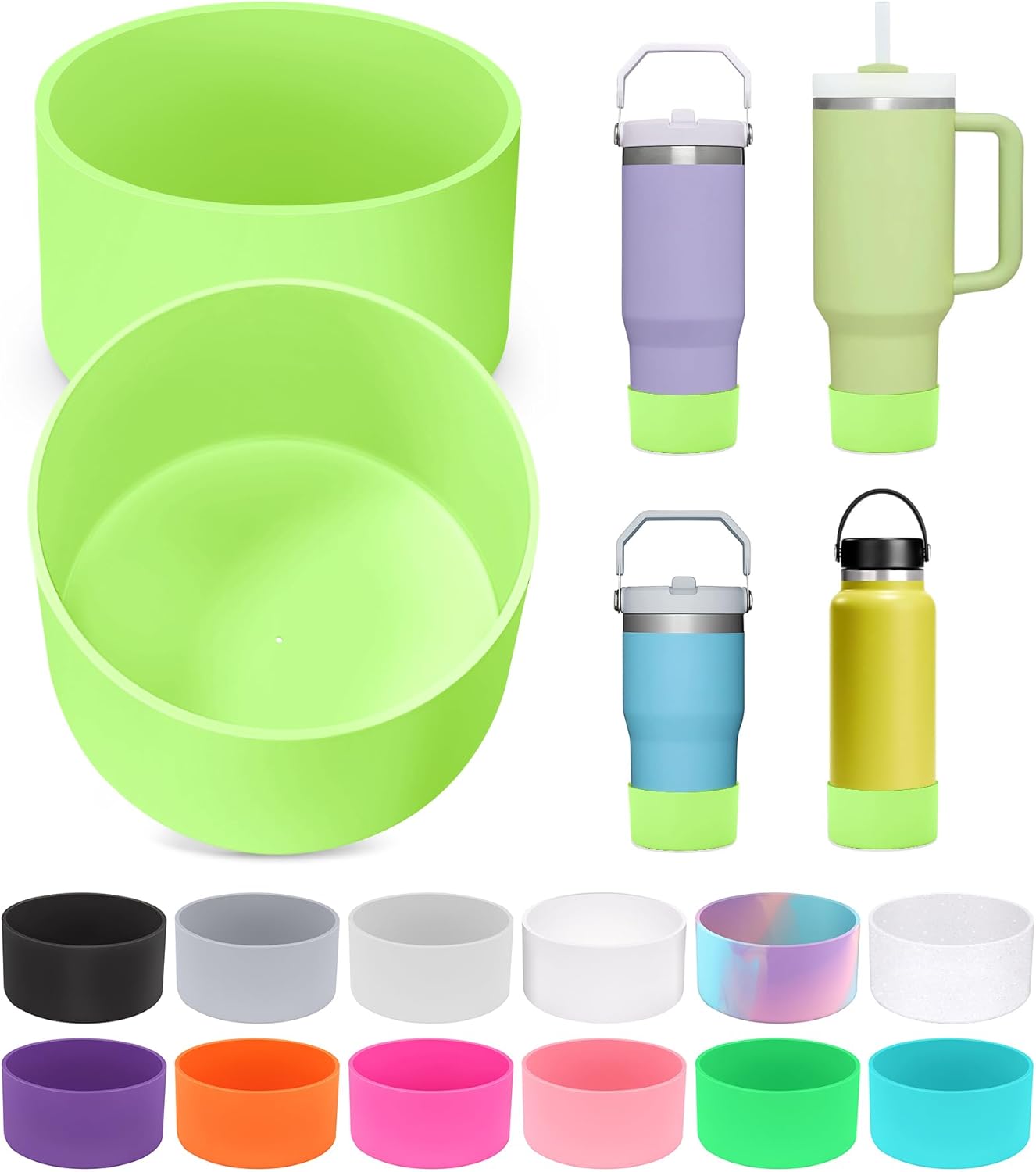 PICcircuit 2PCS for Stanley Boot, Silicone Bottom for Quencher Adventure 40oz 30oz IceFlow 20oz 30oz Bottle&for Hydroflask Tumbler 12-24oz for Stanley Cup Accessories Avoid Scratches&Noise