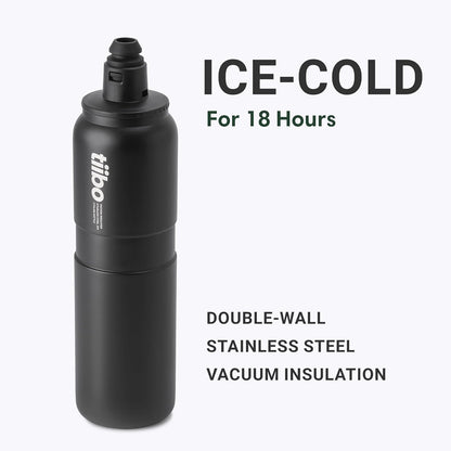 tiibo Vacuum Insulated Stainless Steel Bike Water Bottle, Double Wall, No-Squeeze, Fast Flow Sport Nozzle, Designed for Cycling, Biking, Fitness & Sports, Fits Most Bike Cages (Brushed, 23OZ)