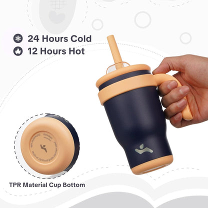 Konokyo 30 oz Tumbler with Side Handle, Insulated Water Bottle with Straw and 2 in 1 Lid, Stainless Steel Cup Travel Coffee Mug for Sports Office Gym,Purple